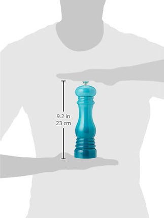 Le Creuset Classic Adjustable Salt Mill Grinder, Chip-Resistant ABS Plastic, Anti-Corrosion, 40g, 21 cm, Caribbean