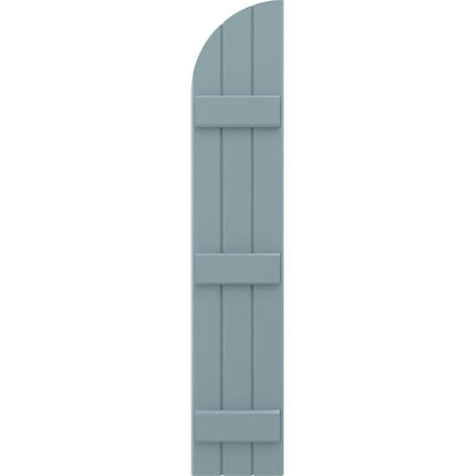 Ekena Millwork ARW401BQ311X37SBH Americraft Three 3 Exterior Real Wood Joined Board-n-Batten Shutters w/Arch Top (Per Pair), 10 1/2"W x 37"H, Peaceful Blue