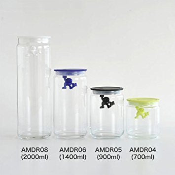 Alessi Gianni Glass Kitchen Box with Lid, Black, 15 cm Height