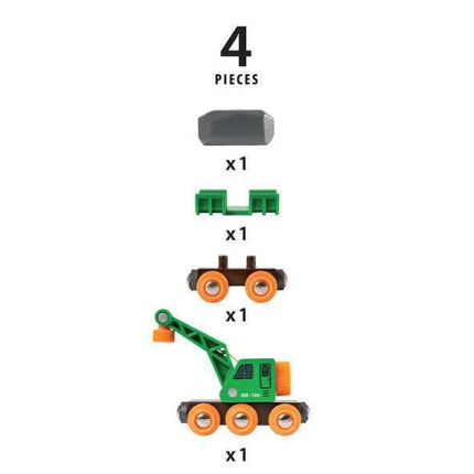 BRIO World Clever Crane Wagon for Kids Age 3 Years Up - Wooden Railway Train Accessories and Add Ons