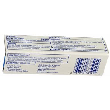 Crest Complete Whitening Plus Scope Minty Fresh Toothpaste, Travel Size, TSA Approved, 0.85 Ounce (Pack of 12)