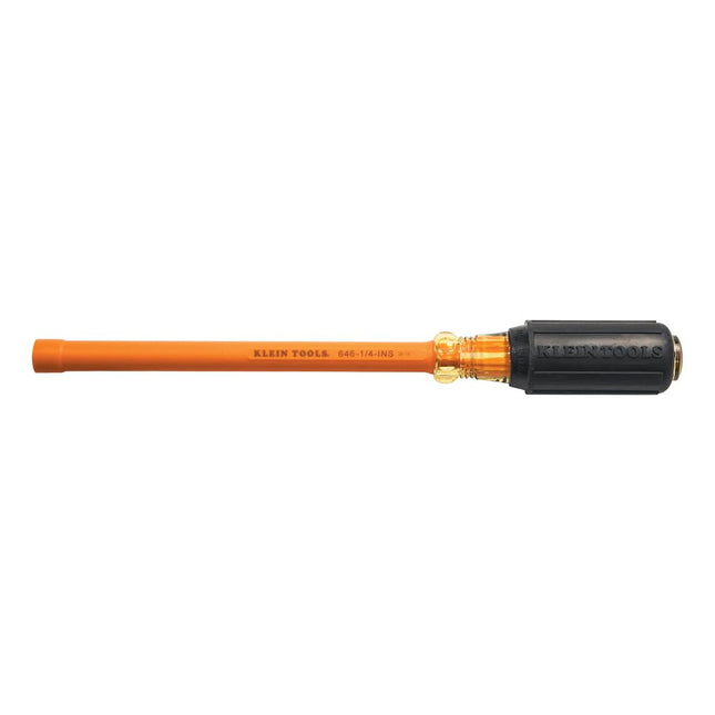 Klein Tools Insulated 1/4-Inch Nut Driver with 6-Inch Hollow Shaft and Cushion Grip Handle 646-1/4-INS
