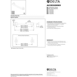 DELTA FAUCET 41812-CZ Contemporary 12" Grab Bar with Concealed Mounting, Champagne Bronze Champagne Bronze