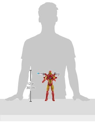 Marvel Avengers Titan Hero Series Blast Gear Iron Man Action Figure Toy, With Launcher, 2 Accessories and Projectile, Ages 4 and Up,Black,30 cm