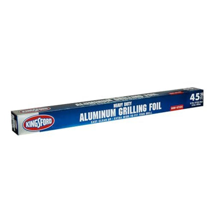 Papel de aluminio resistente Kingsford para asar a la parrilla, antiadherente, rollo de 45 pies cuadrados, 18 pulgadas de ancho, para parrilla y cocina, antiadherente para facilitar la preparación, cocción y limpieza