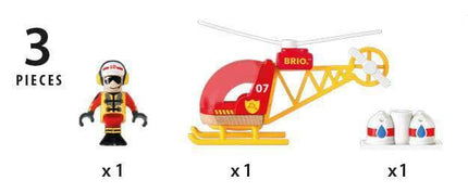 BRIO World Fire & Rescue Helicopter Toy Vehicle for Kids Age 3 Years Up