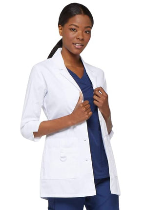 Dickies Contemporary Fit Women's 3/4 Sleeve 30" Twill Lab Coat 82402, White, S