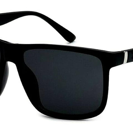 Lunettes de soleil Locs Gangster rectangulaires surdimensionnées à monture en corne entièrement noires pour hommes