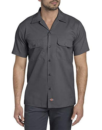 Dickies Men's Short-sleeve Flex Work Slim Fit Button Down Shirt, Charcoal, L UK
