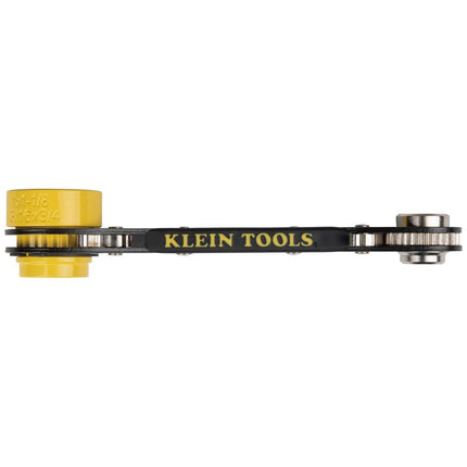 KLEIN TOOLS KT155T 6-in-1 Lineman's Ratcheting Wrench with Bolt Through Design and Bright Yellow Socket