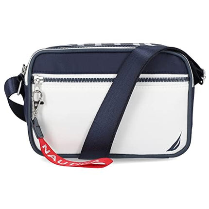 Nautica womens High Seas Camera Crossbody, Indigo/White, One Size