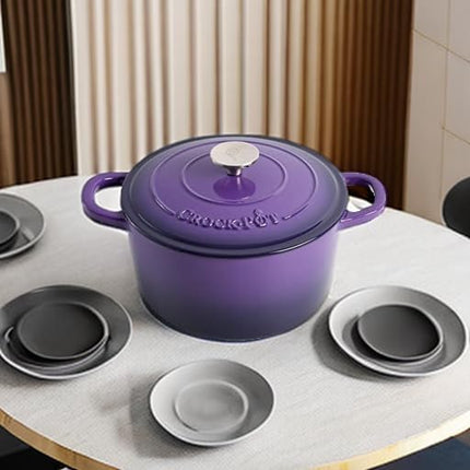 Olla redonda de hierro fundido esmaltado Crock-Pot Artisan, 4.7 litros, morado lavanda