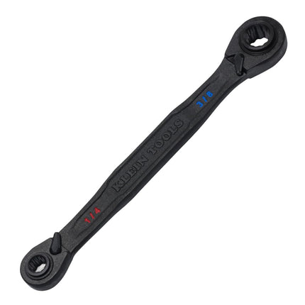 Klein Tools 68214 4-in-1 Ratcheting Wrench, Box Wrench, SAE Hex Sizes 1/4, 5/16, 3/8, and 7/16-Inch, 90-Tooth Ratchet, Pass-Through Design