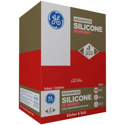 GE Advanced Silicone Caulk for Kitchen & Bathroom, White, 2.8 fl oz Tube, 1 Pack - 100% Waterproof Silicone Sealant, 5X Stronger Adhesion, Shrink & Crack Proof