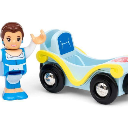 BRIO World Disney Princess Belle and Train Carriage for Kids Age 3 Years Up - Wooden Railway Add On Accessories