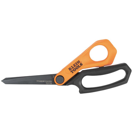 Klein Tools T2110 Titanium-Coated Professional Scissors, Stainless Steel Shears for Cutting Sheet Metal, Leather, and Heavy-Duty Materials, 10-Inch
