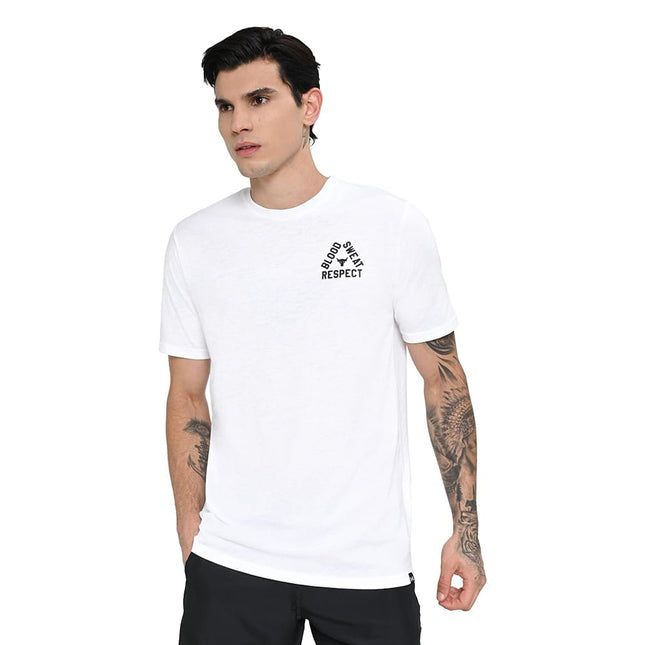 Camiseta de manga corta Project Rock de hombre de Under Armour, (100) White / Black / Team Royal, XXL