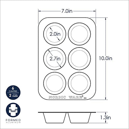 Nordic Ware USA Natural Aluminium 6-Cup Muffin Pan, 25.5 x 18 x 3.5 cm Silver