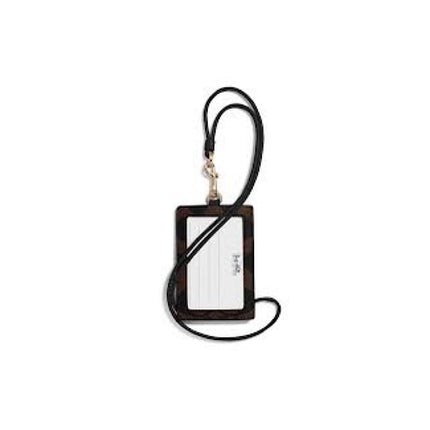 Coach Signature C Brown Black Lanyard Badge ID Credit Card Holder 63274