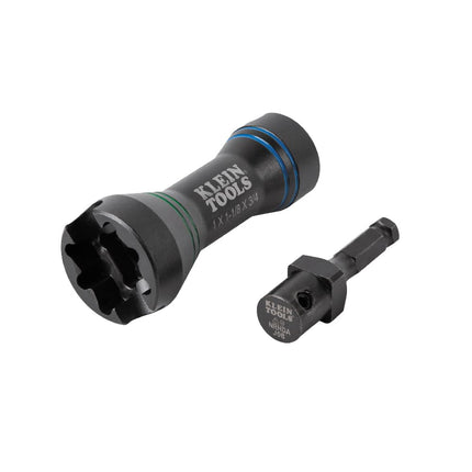 Klein Tools NRHDM 5-in-1 Mini Impact Socket Set, 1/4-Inch, 1-Inch, 1-1/8-Inch Triple Square Bit Socket with Small and Large Alignment Slots