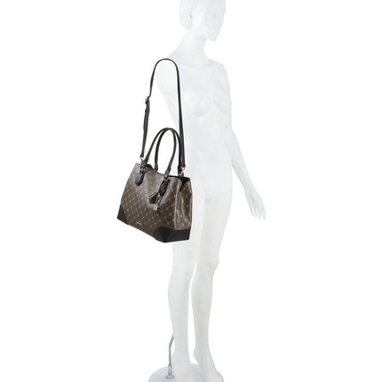 NINE WEST Women's Brooklyn Jet Set Carryall Satchel, Brown/Black, One Size