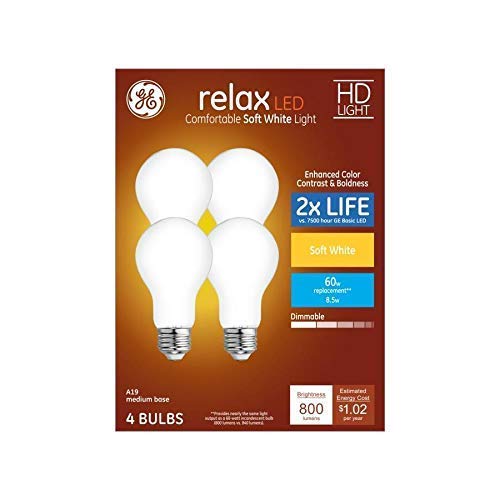GE Relax 4-Pack 60 W Equivalent Dimmable Soft Whit