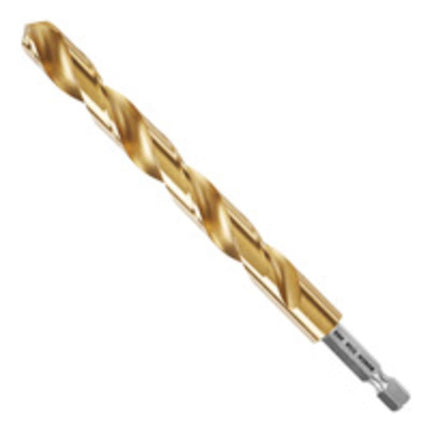 BOSCH TI2155IM 1-Piece 7/16 In. x 5-1/2 In. Titanium Nitride Coated Metal Drill Bit Impact Tough with Impact-Rated Hex Shank Ideal for Heavy-Gauge Carbon Steels, Light Gauge Metal, Hardwood