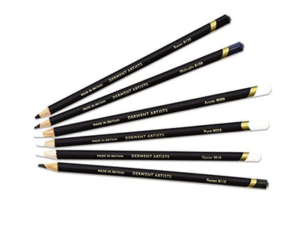 Derwent Artists Black & White Colouring Pencils With Sharpener, Drawing & Colouring, Set Of 6, Ideal For Layering & Blending, Professional Quality, 2302342