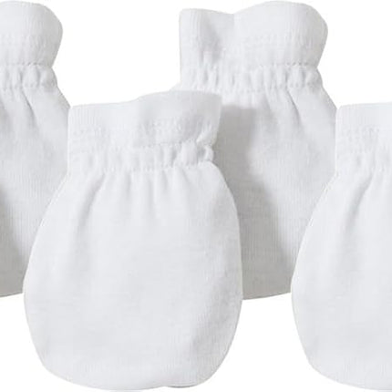 Burt's Bees Baby Baby Girls' Mittens, No-Scratch Mitts, 100% Organic Cotton, Set of 3 Gloves, Cloud, One Size (Pack of 3)