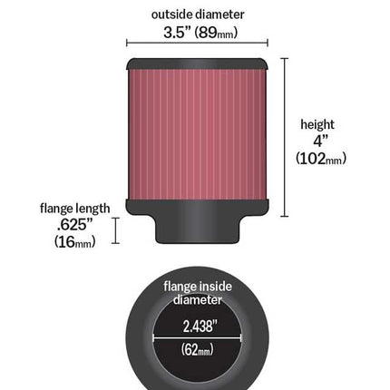 K&N Filters RU-0800 Car and Motorcycle Universal Rubber Filter