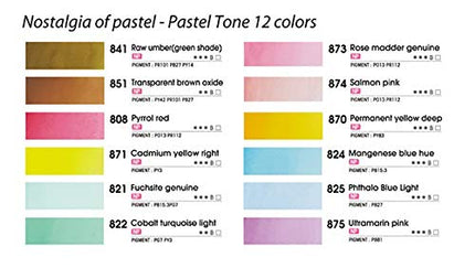 Mungyo Professional Solid Water Colors 12 Pan Colors Pastel Tone