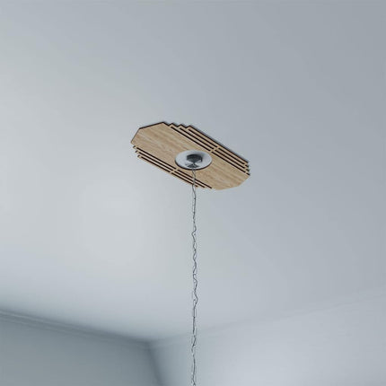 Ekena Millwork 16"W x 8"H x 4 1/4"ID x 1/4"T Chrysler Wood Fretwork Pierced Ceiling Medallion, Red Oak