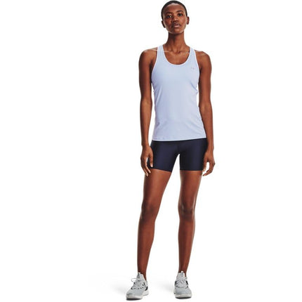 Under Armour Mallas cortas HeatGear Armour Mid Rise Middy para mujer, Midnight Navy (410)/White, XL