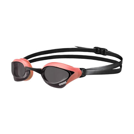 ARENA Unisex Cobra Core Swipe Anti-Fog Racing Swim Goggles for Men and Women Polycarbonate Non-Mirror Lens, Smoke/Coral
