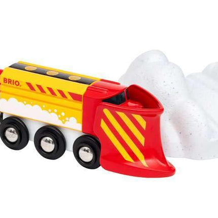 BRIO World Christmas Snow Plow Train for Kids Age 3 Years Up - Wooden Railway Set Add On Accessories