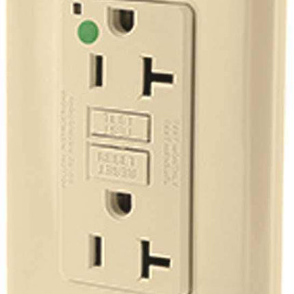 Leviton GFNT2-HGI 20A-125V Extra-Heavy Duty Hospital Grade Non-Tamper-Resistant Duplex Self-Test GFCI Receptacle, Ivory, 20-Amp