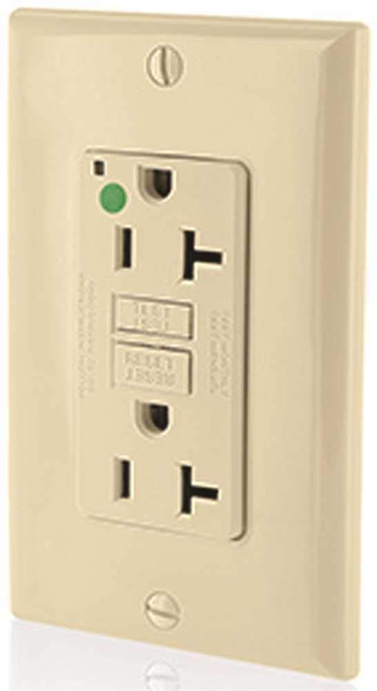 Leviton GFNT2-HGI 20A-125V Extra-Heavy Duty Hospital Grade Non-Tamper-Resistant Duplex Self-Test GFCI Receptacle, Ivory, 20-Amp