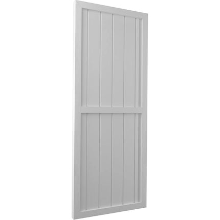 Ekena Millwork ARW101BF621X38PRH Americraft Six Exterior Real Wood Two Equal Panel Framed Board-n-Batten Shutters (Per Pair), 21"W x 38"H, Primed