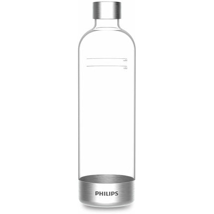 PHILIPS Carbonating Bottles, 1L Twin Pack Reusable PET Sparkling Water Bottles Compatible Sparkling Water Maker, 2 Pack