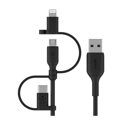 Belkin Universal Cable (3-in-1 USB-C, Lightning, Micro-USB Charging Cable) Charge Smartphones, Tablets, Power Banks and more (3.3ft/1m)