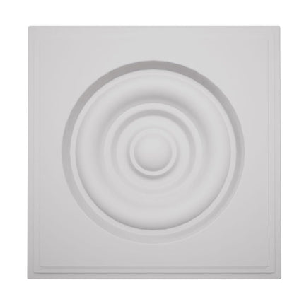 5 1/2"W x 5 1/2"H x 1 1/8"P Americraft Solid Paint Grade Wood Square Rosette with Center Bullseye with Decorative Edge, Primed Pine
