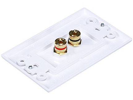 iMBAPrice (5 Pack) Premium 2 Connector Banana Wall Plate - Banana Plug Binding Post Wall Plate for Speakers