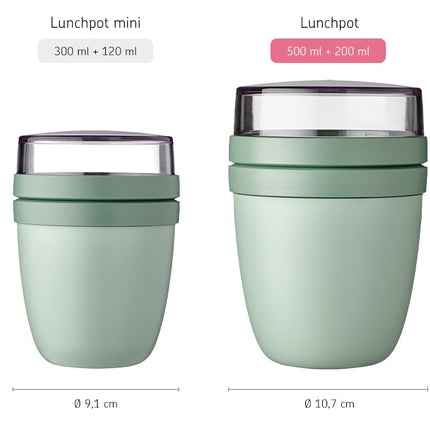 Mepal overnight oats jar - Practical Yoghurt Cup & Muesli Cup - Separate Compartments for Yoghurt & Muesli - Suitable for Freezer, Microwave & Dishwasher - 500 ml + 200 ml - Nordic Sage