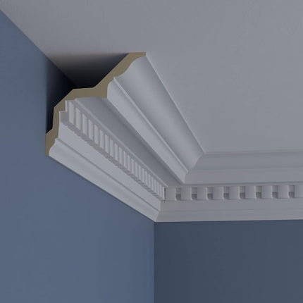 Ekena Millwork MLD05X05X07DE-CASE-2 Dentil Crown Moulding (2-Pack), 5"H x 5"P x 7 1/8"F x 94 1/2"L, Factory Primed