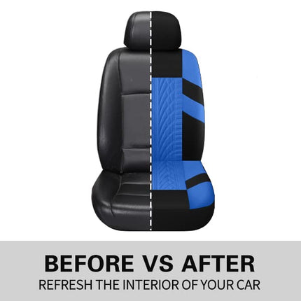 VarCozy Car Seat Covers Front Pair,Universal Cloth Front Seat Covers for Car,Breathable and Washable Seat Covers for SUV, Sedan, Van, Automotive Interior Covers, Airbag Compatible, Black&Blue