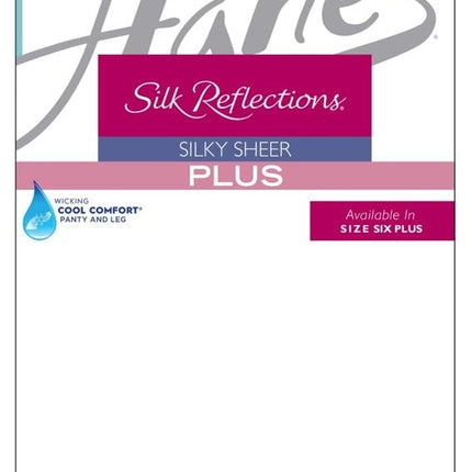 Hanes Plus Women's Silky Sheer Tights with X-Temp Technology, Control Top, Enhanced Toe, Little Color, 2 Plus