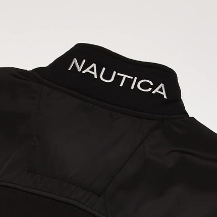 Nautica Men's 1/4 Zip Pieced Fleece Sweatshirt, True Black, S