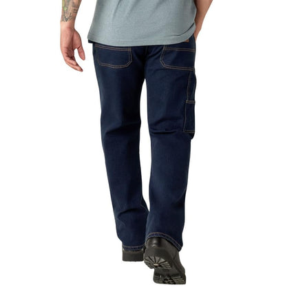 Dickies Pantalón vaquero de carpintero de corte relajado para hombre, lavado de mezclilla oscuro, 34W x 34L