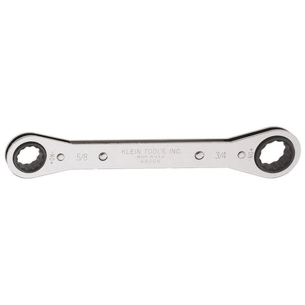 KLEIN TOOLS 68204 Ratcheting Box Wrench, Made in USA, 5/8-Inch x 3/4-Inch with Reverse Ratcheting and Chrome Plated Finish