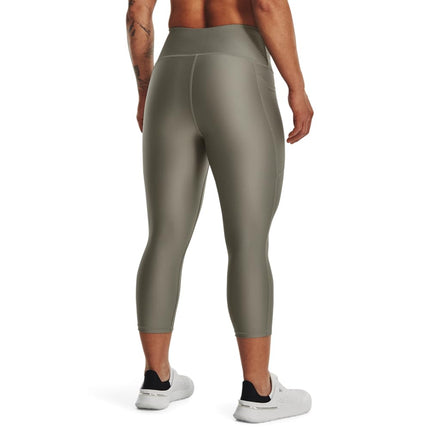 Under Armour Womens HeatGear Armour High Waisted Pocketed Capri Capri, (504) Grove Green / / Black, XX-Large Short